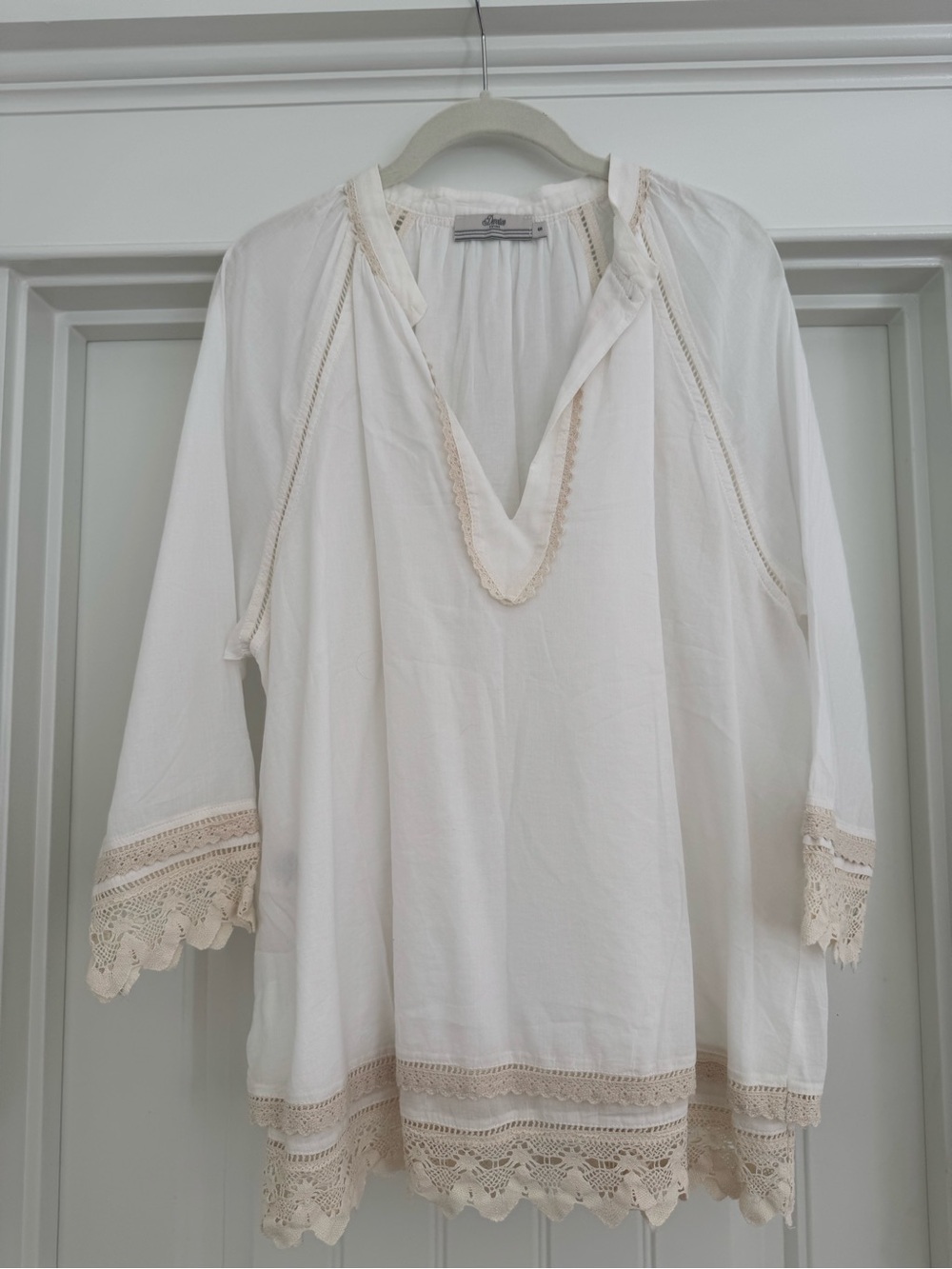 Devotion TWINS Cream Boho Lace-Trim Blouse